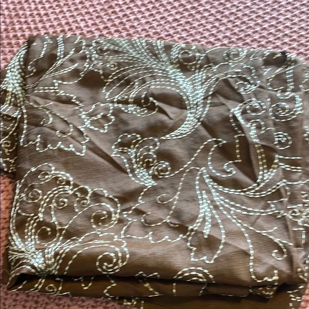 FREE with any purchase Brown and Cream Floral Pattern shower curtain